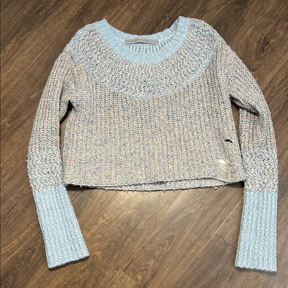 Raquel Allegra Textured Blue and Gray Sweater